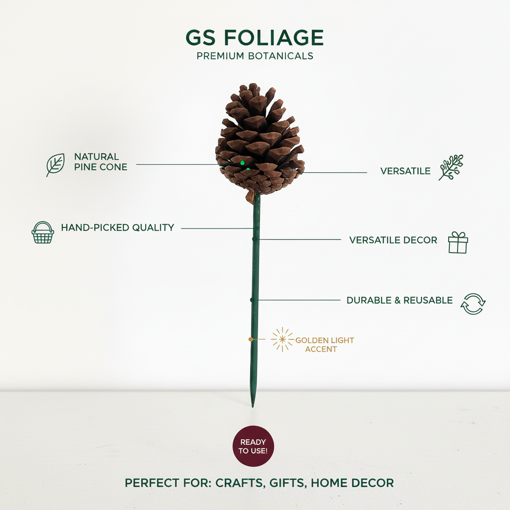 Natural Pinecone Pick - 6 Inch Stem (2-3")