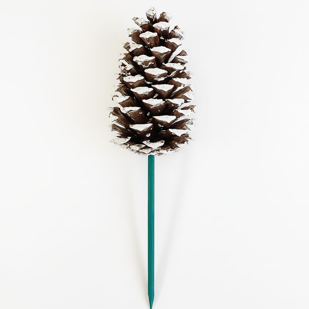 White Tipped Pinecone Pick - 6 Inch Stem (3-4")
