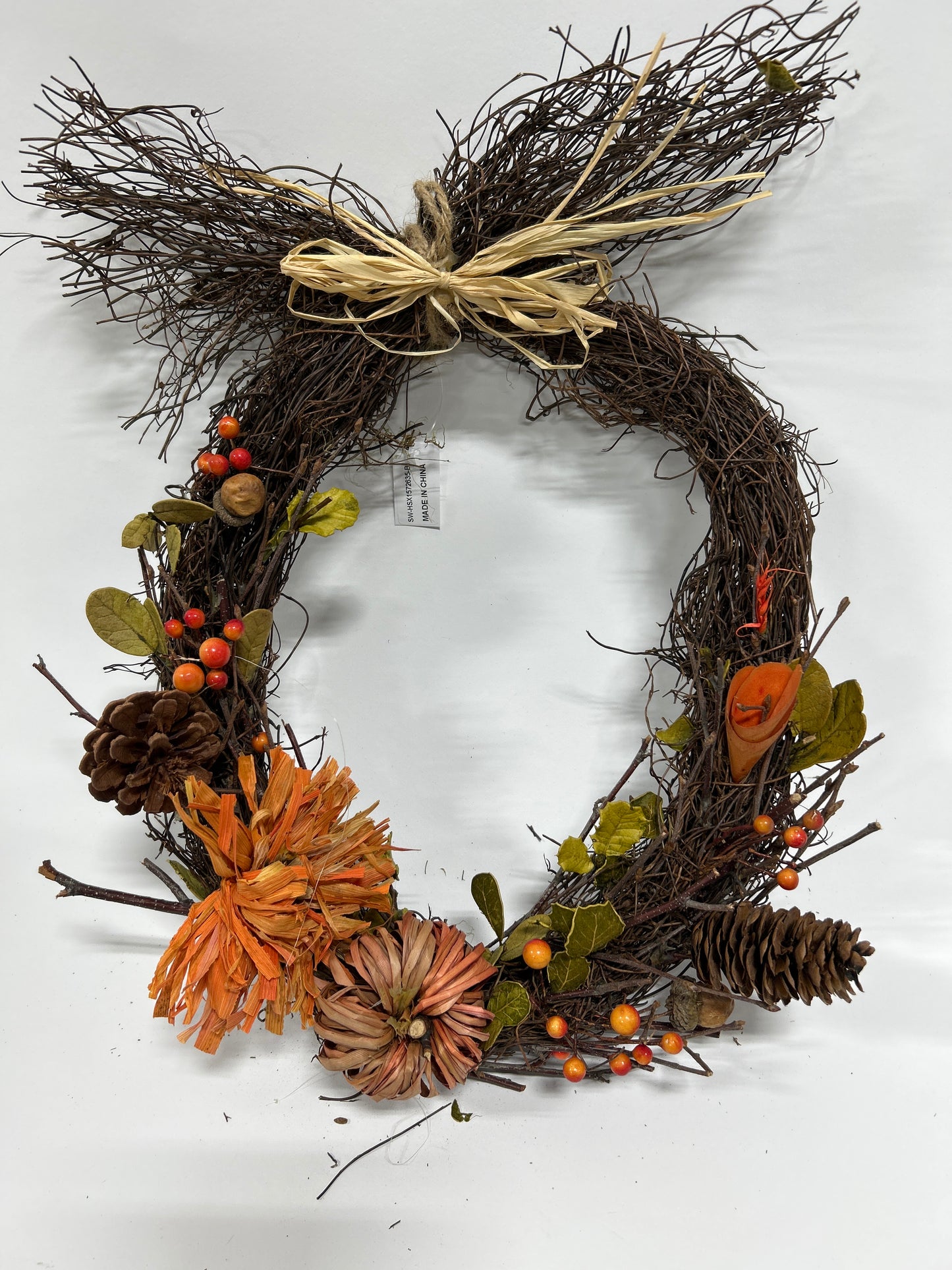 Oval Fall Decorated Grapevine Wreath 4/cs