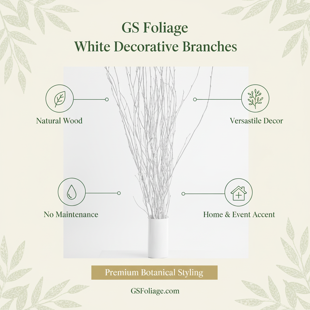 White Painted 4 Foot Birch Branches