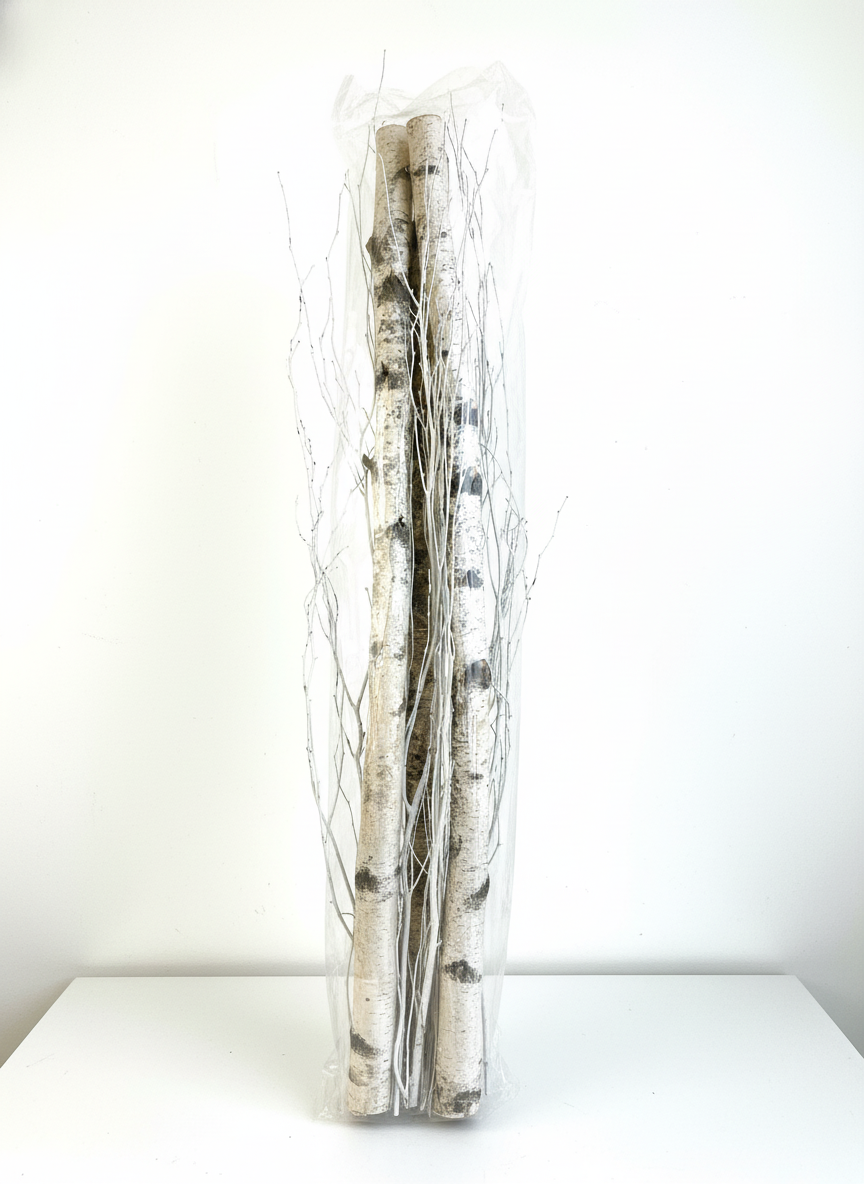 Birch Pole and Branch Bundle in Plastic Craft Sleeve