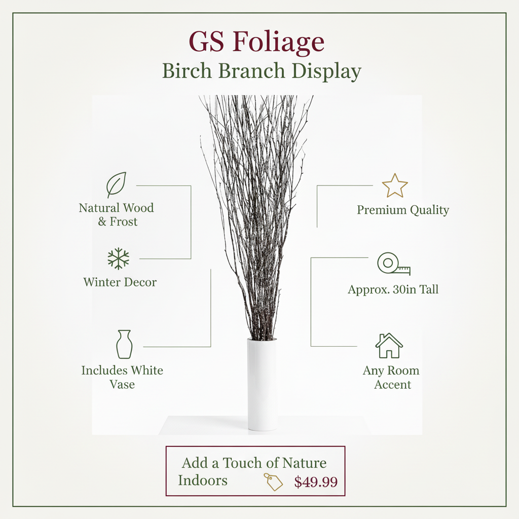 White Tipped 4 Foot Birch Branches