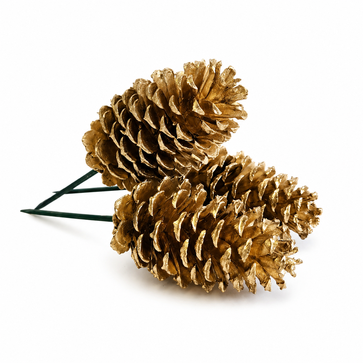 Metallic Gold Pinecone Pick - 6 Inch Stem (3-4")