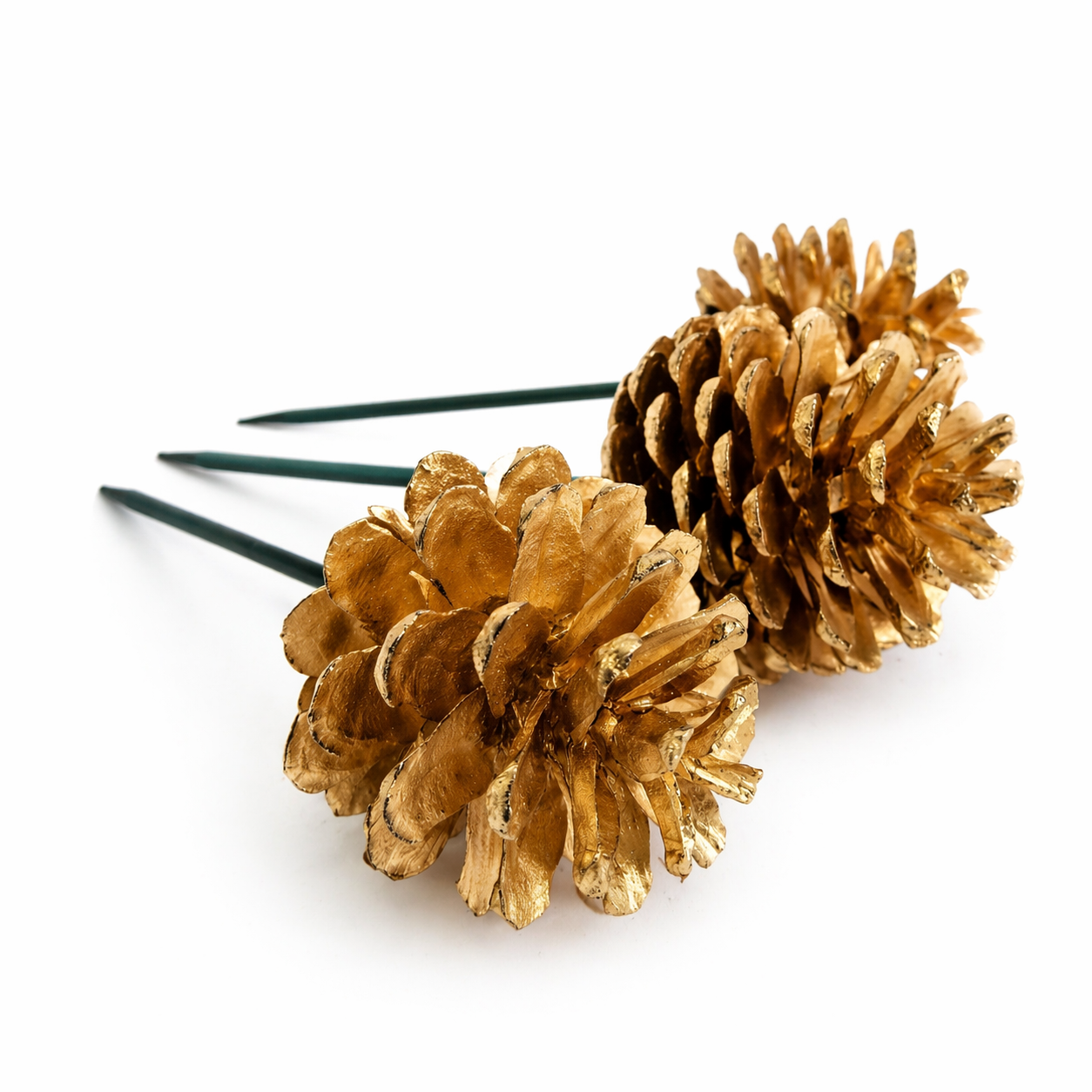 Metallic Gold Pinecone Pick - 6 Inch Stem (2-3")