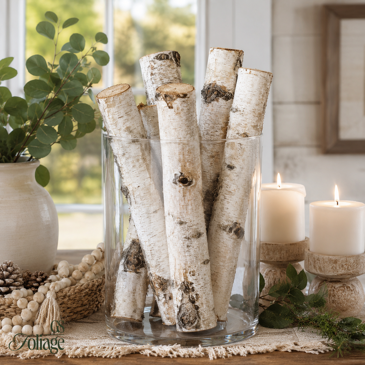 Natural Birch Poles, 18 Inch Set of 6