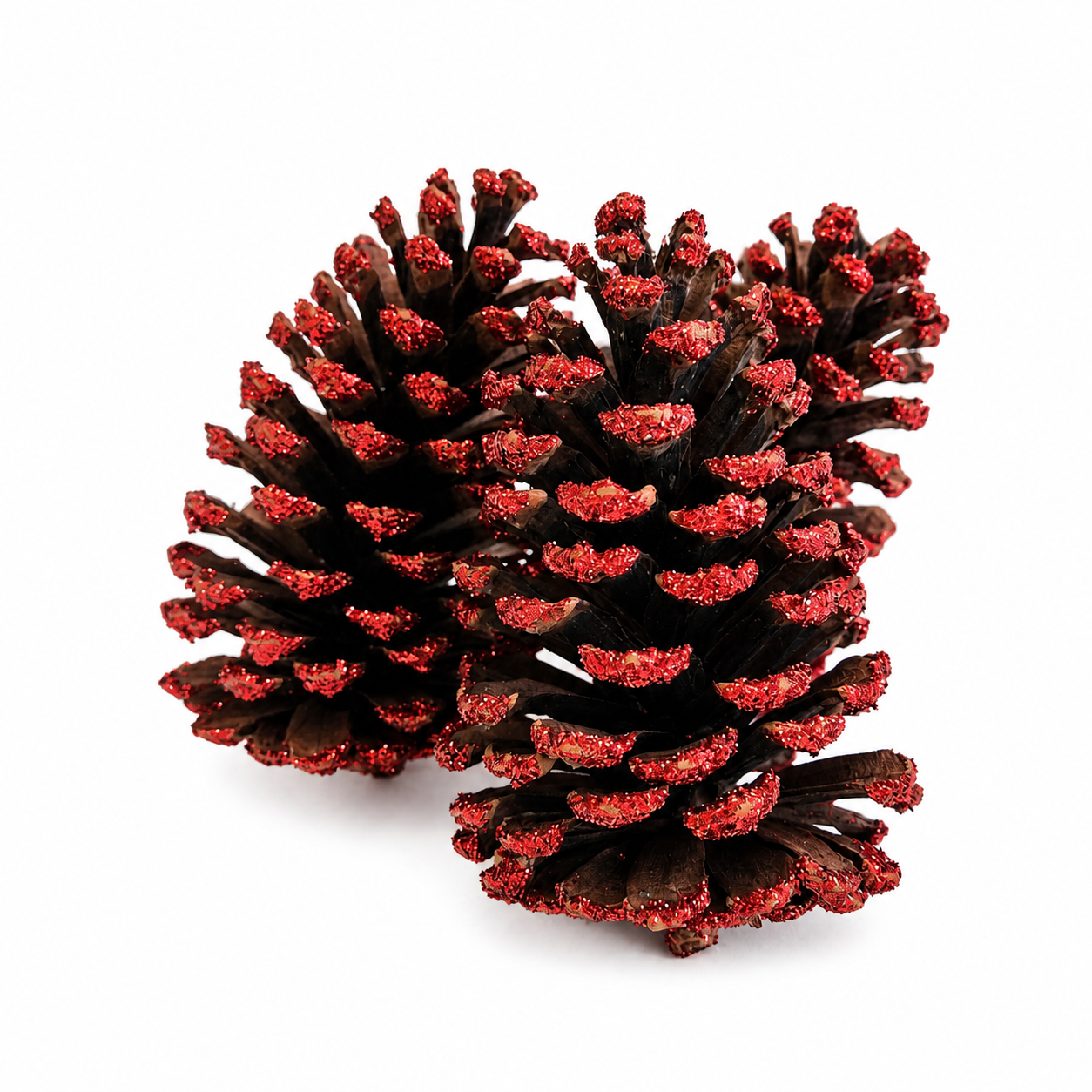 Red Glitter Tipped Pinecones - 4-6"