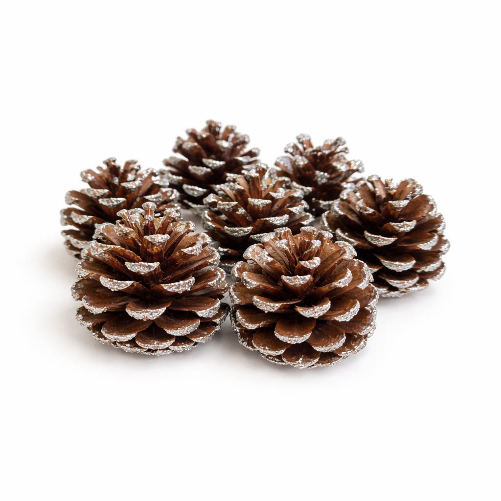 Silver Glitter Pinecones - 1-2"