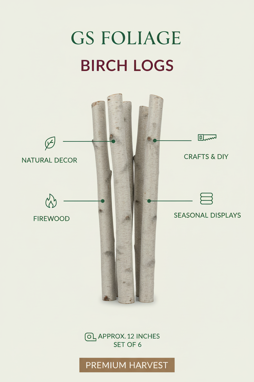 Sparkle Glittered 2 Foot Birch Poles