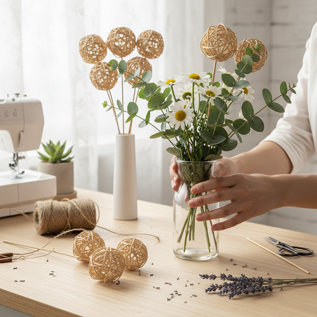 Natural 4" Vine Balls | 15" stem