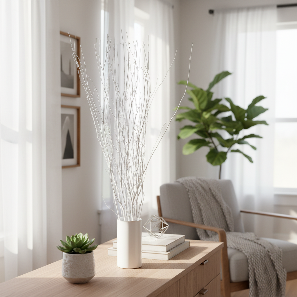 White Painted 4 Foot Birch Branches