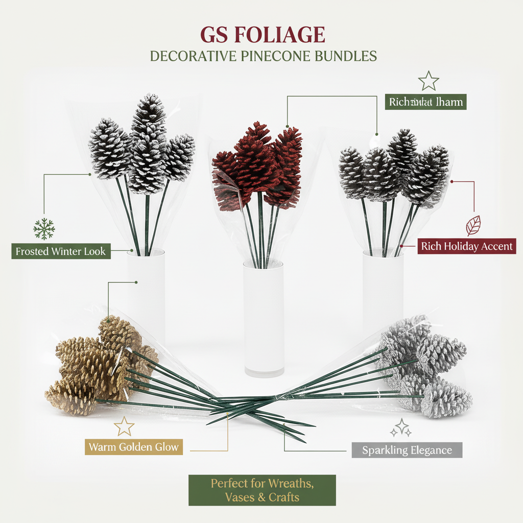 Gold Glitter Pinecone Pick  - 18" Wood Stem (4-6")