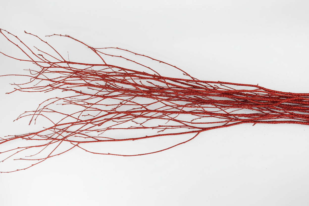 Red Glitter 4 Foot Birch Branches