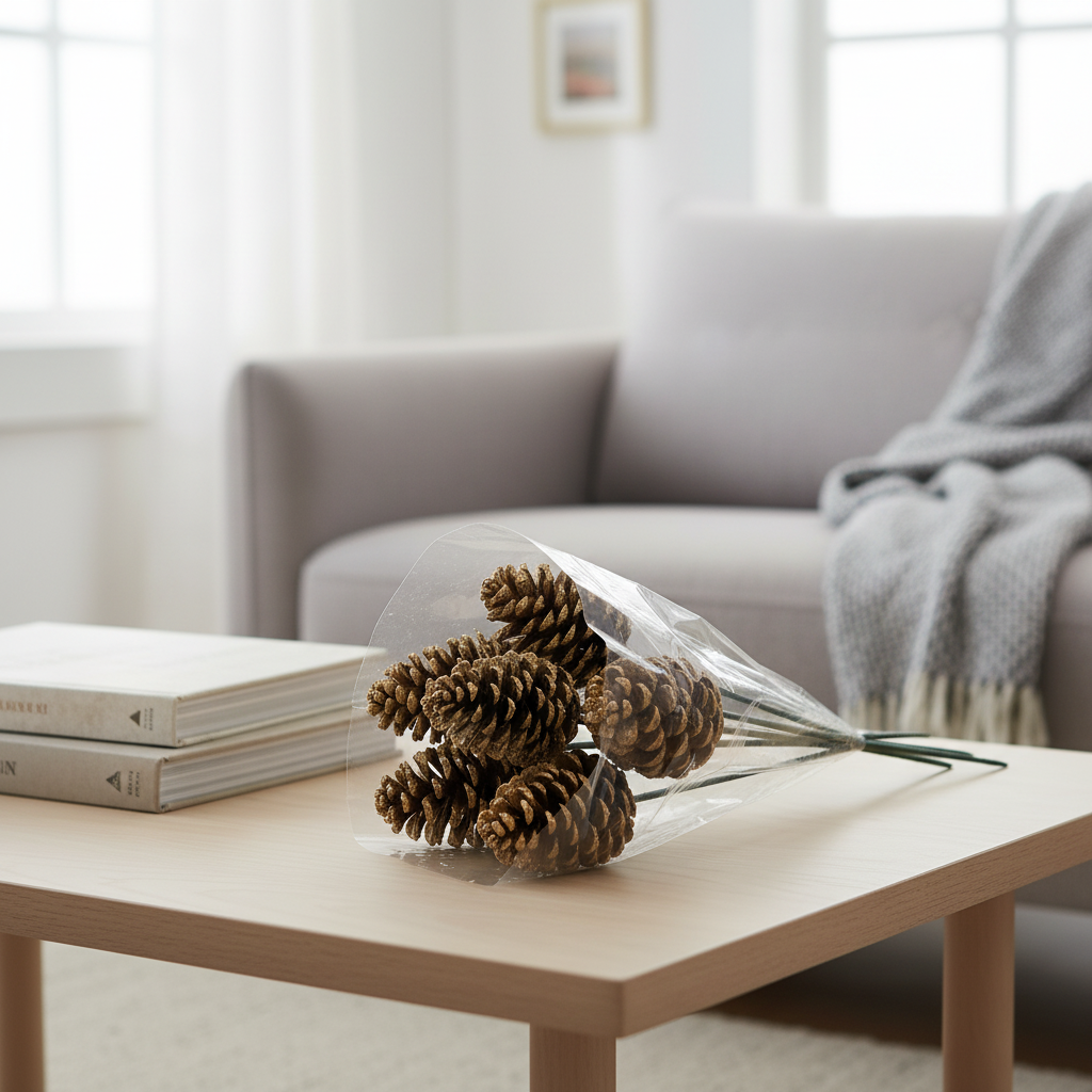 Gold Glitter Pinecone Pick  - 18" Wood Stem (4-6")