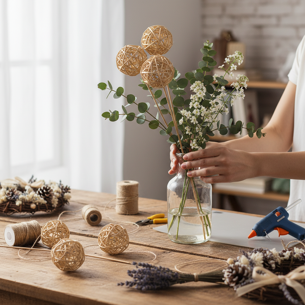 Natural 3" Vine Balls | 15" stem