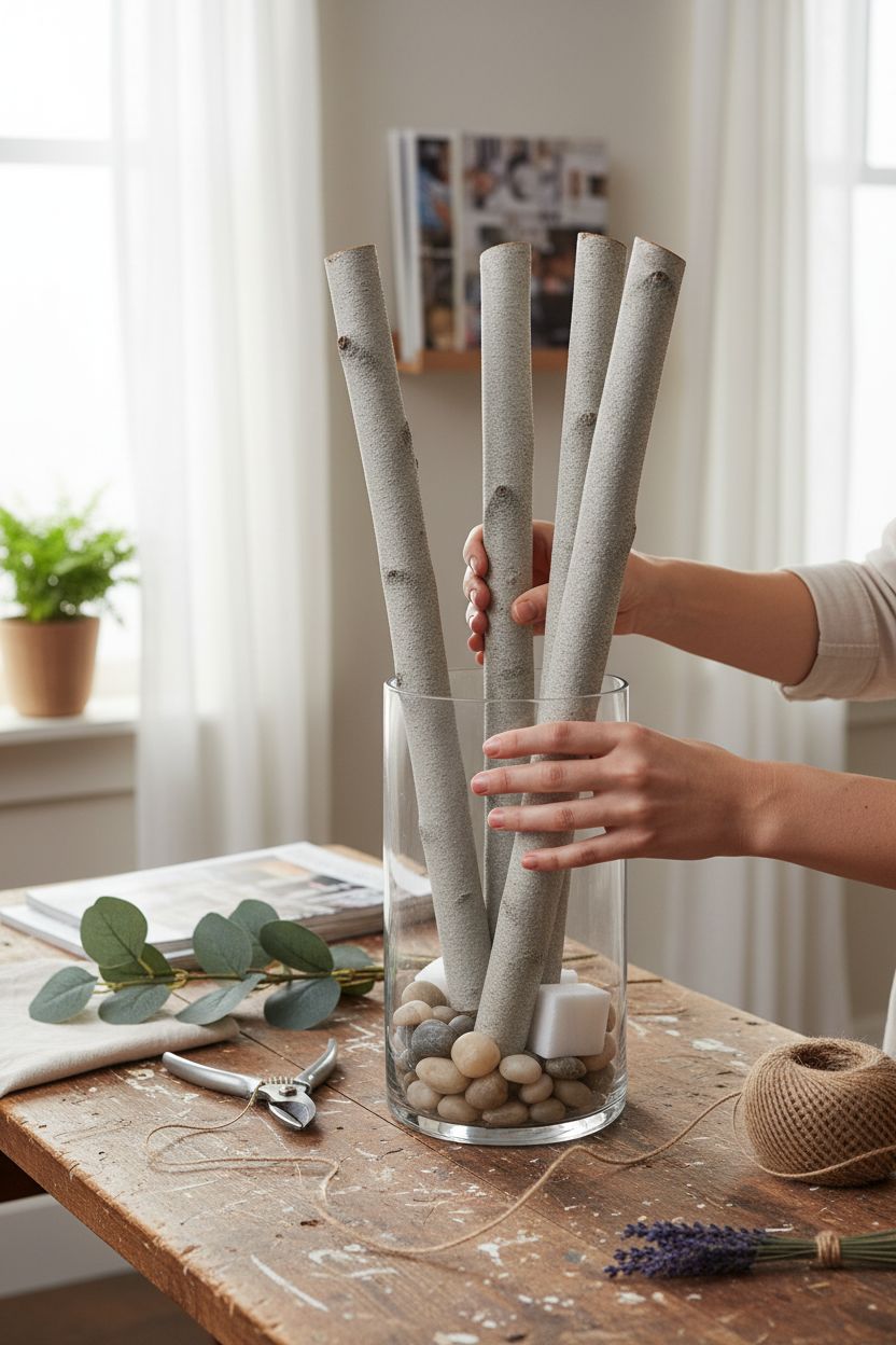 Sparkle Glittered 2 Foot Birch Poles