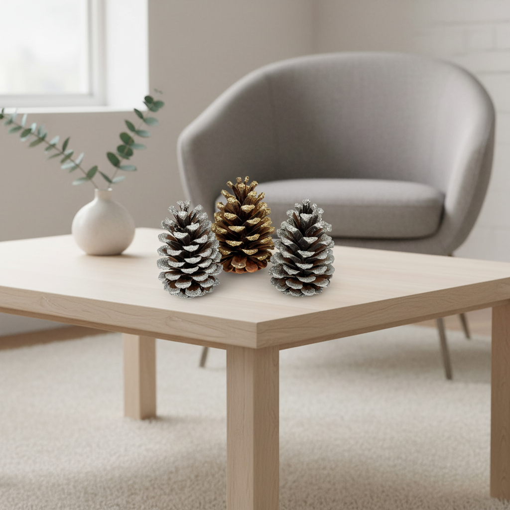 Glitter Tipped Large (Slash) Pinecones - 4-6 Inches Tall