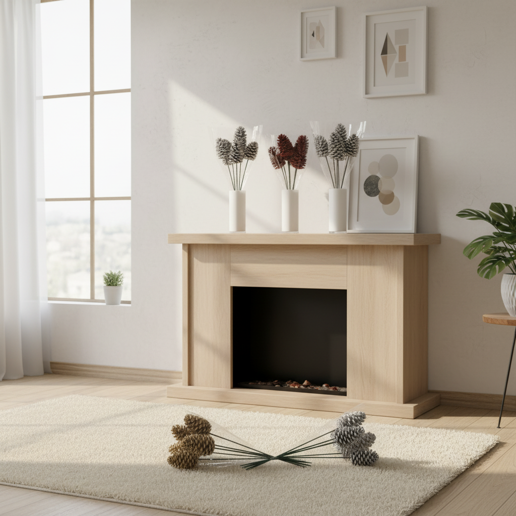 Gold Glitter Pinecone Pick  - 18" Wood Stem (4-6")