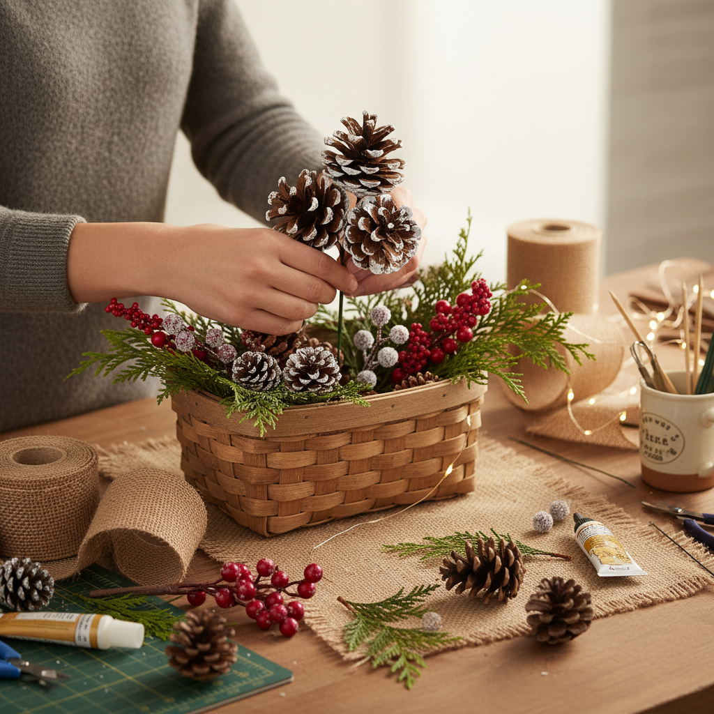 White Tipped Pinecone Pick - Triple Stem