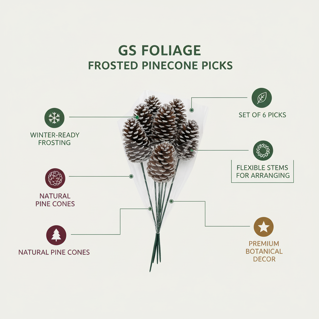 Gold Glitter Pinecone Pick  - 18" Wood Stem (4-6")