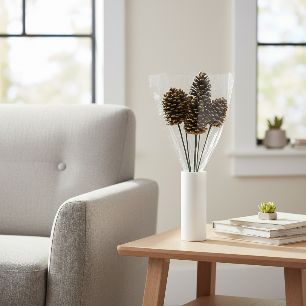 Gold Glitter Pinecone Pick  - 18" Wood Stem (4-6")