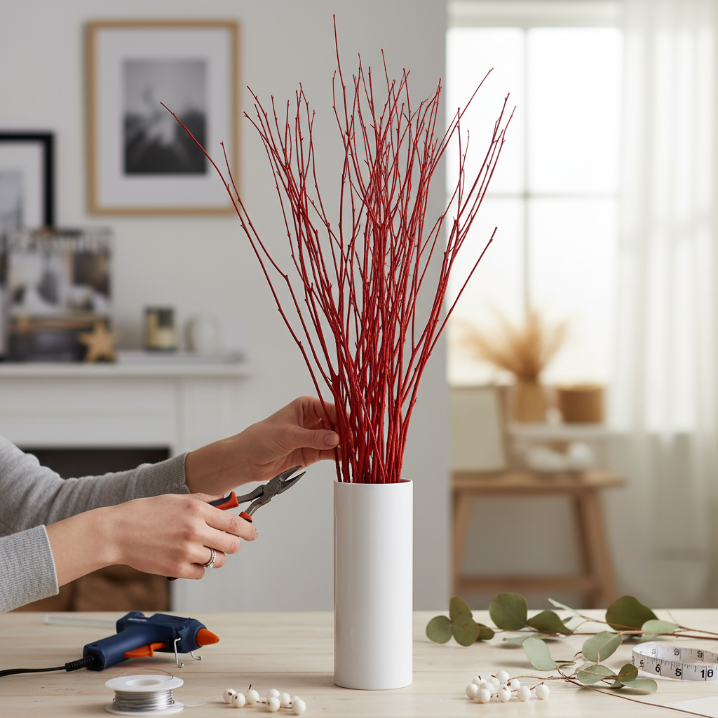 Red Painted 4 Foot Birch Branches