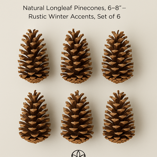 Natural Longleaf Pinecones, 6–8" – Rustic Winter Accents, Set of 6