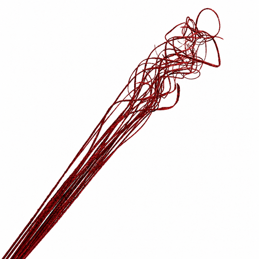 Red Glitter Curly Ting - 25 Stem Bunch