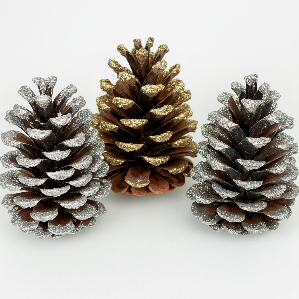 Glitter Tipped Large (Slash) Pinecones - 4-6 Inches Tall