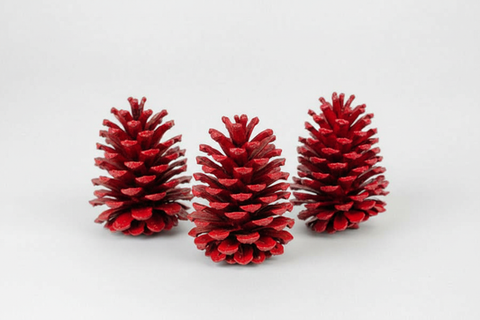 Red Painted Pinecones - 4-6"