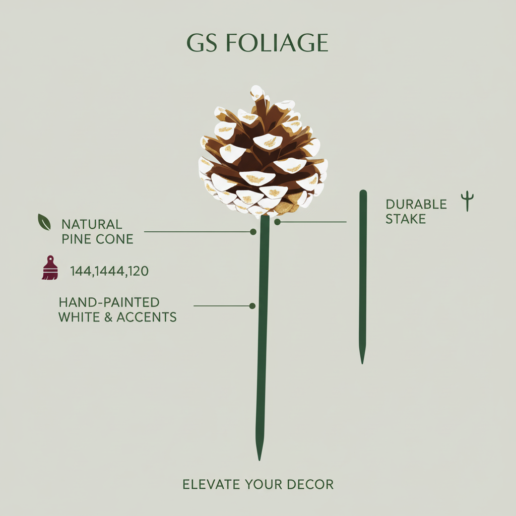 White Tipped Pinecone Pick - 6 Inch Stem (1-2")