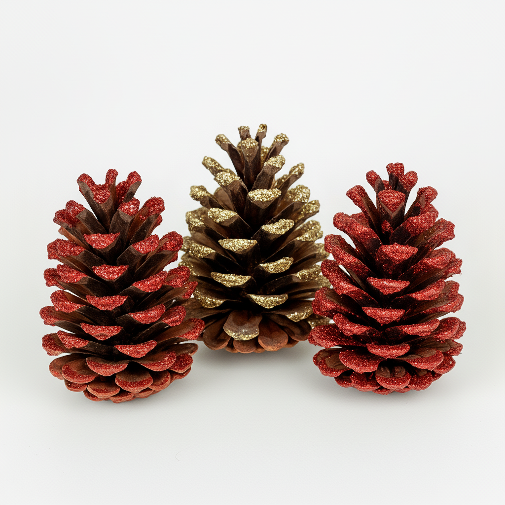 Glitter Tipped Large (Slash) Pinecones - 4-6 Inches Tall