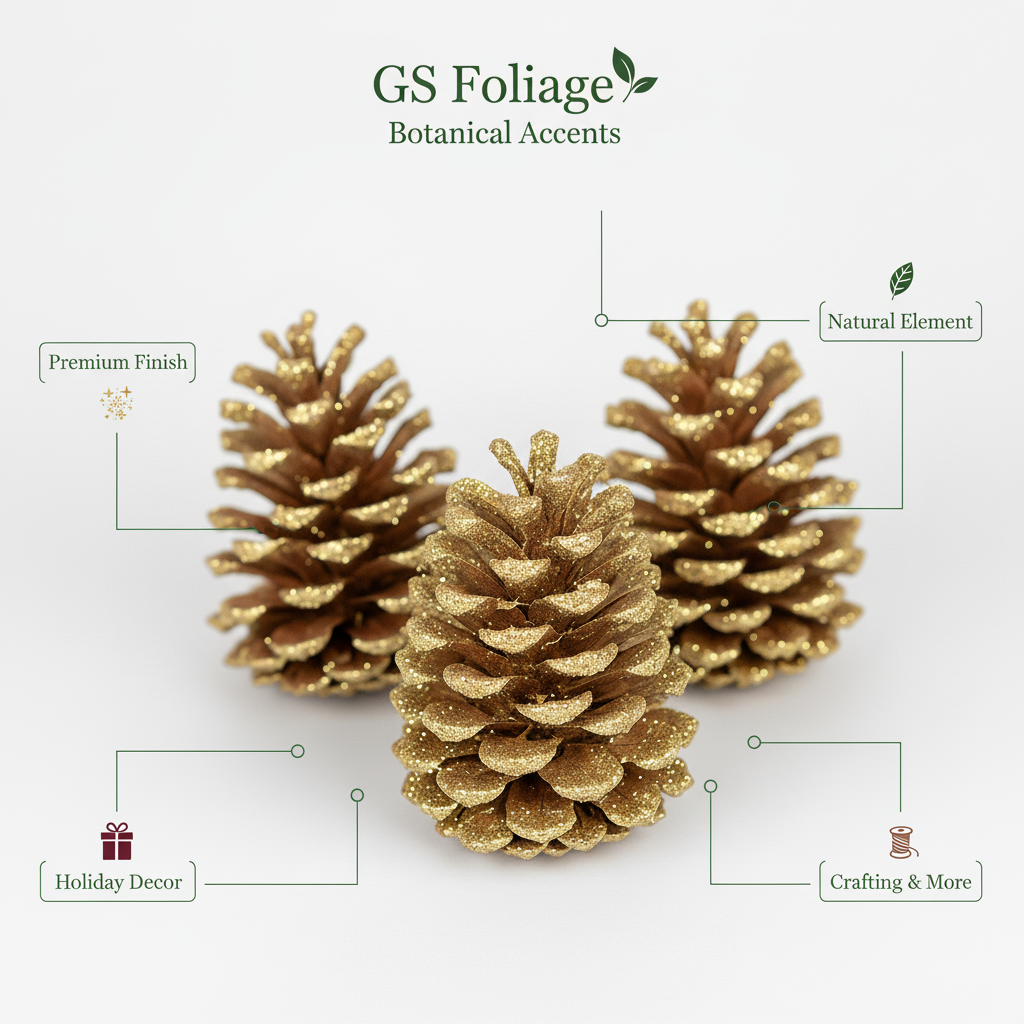 Silver Glitter Pinecones - 3-4"