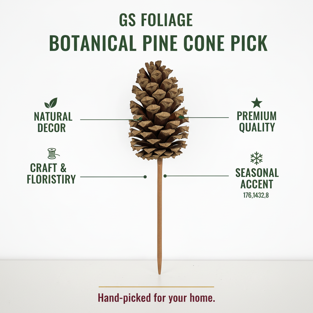 Natural Pinecone Pick - 6 Inch Stem (4-6")