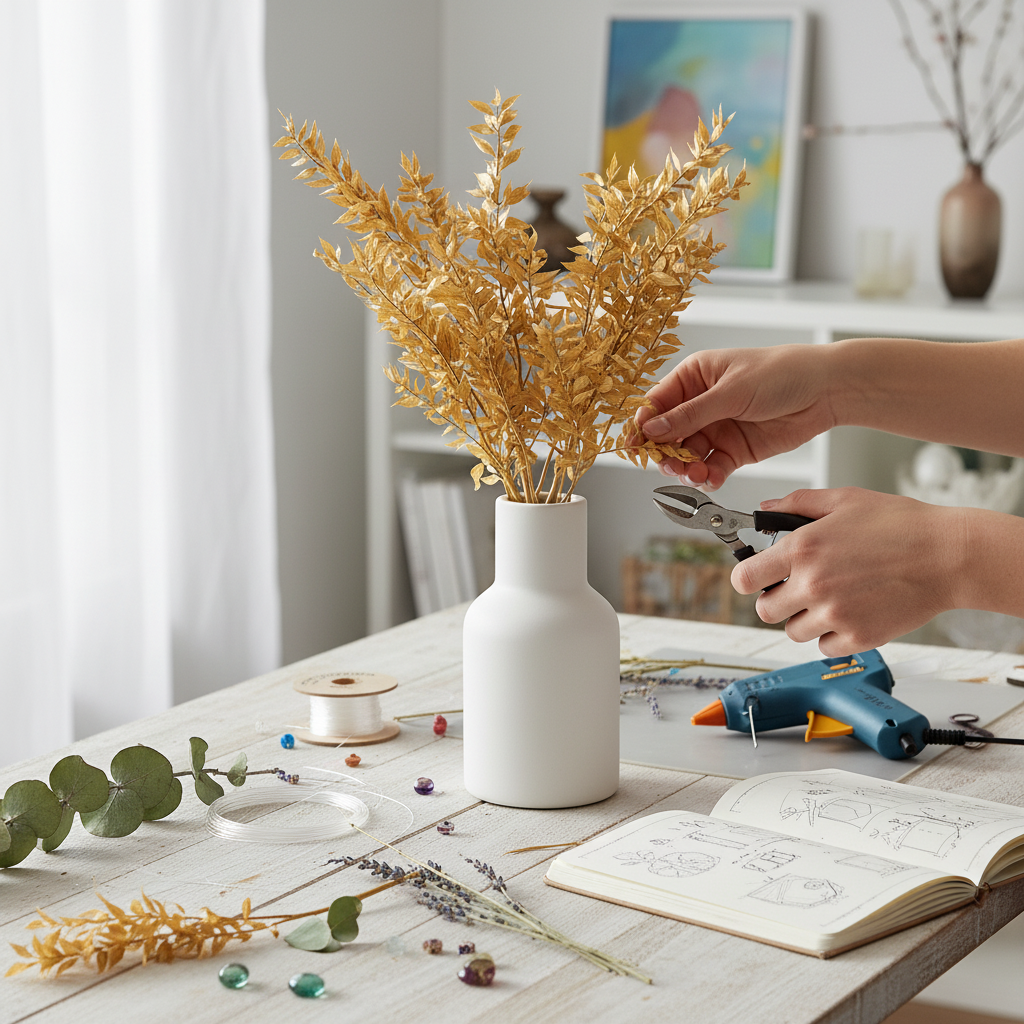 Metallic Painted Dried Ruscus - 3pc Bunch