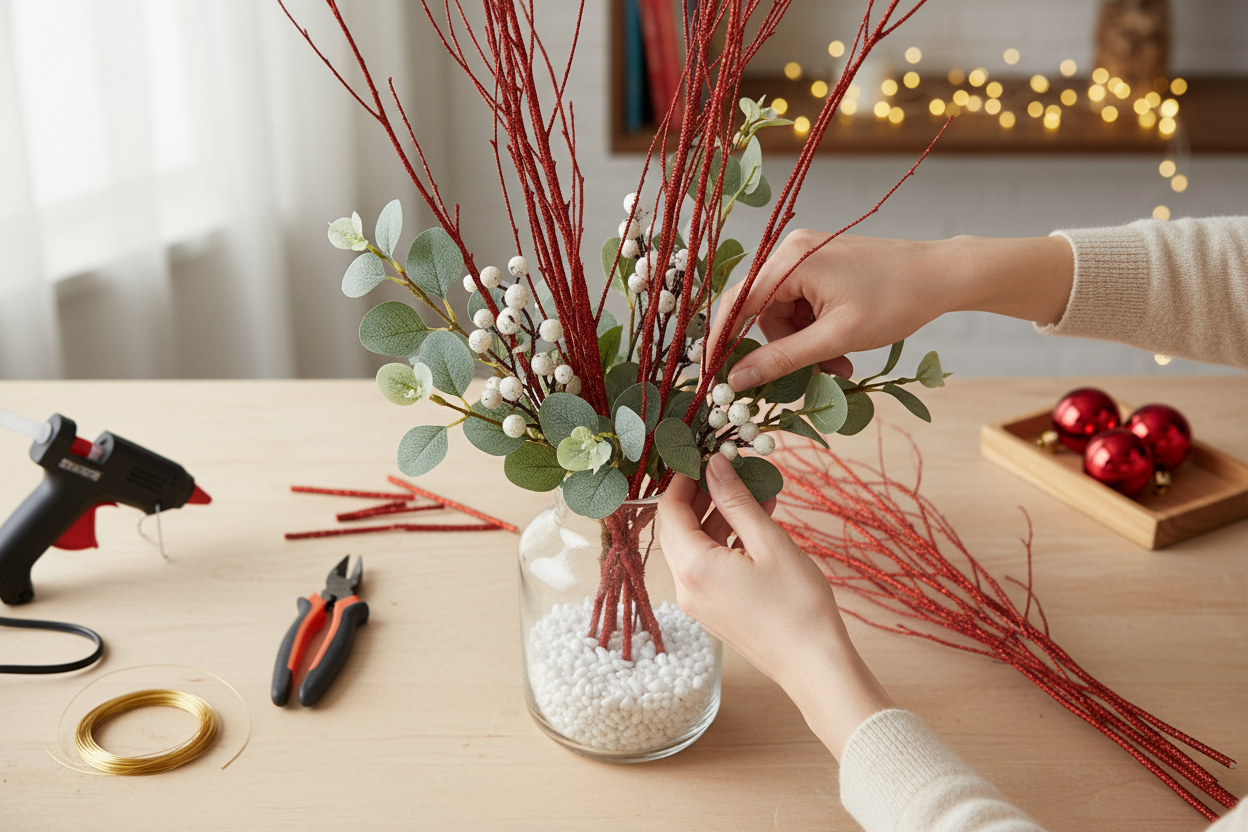 Red Glitter 4 Foot Birch Branches