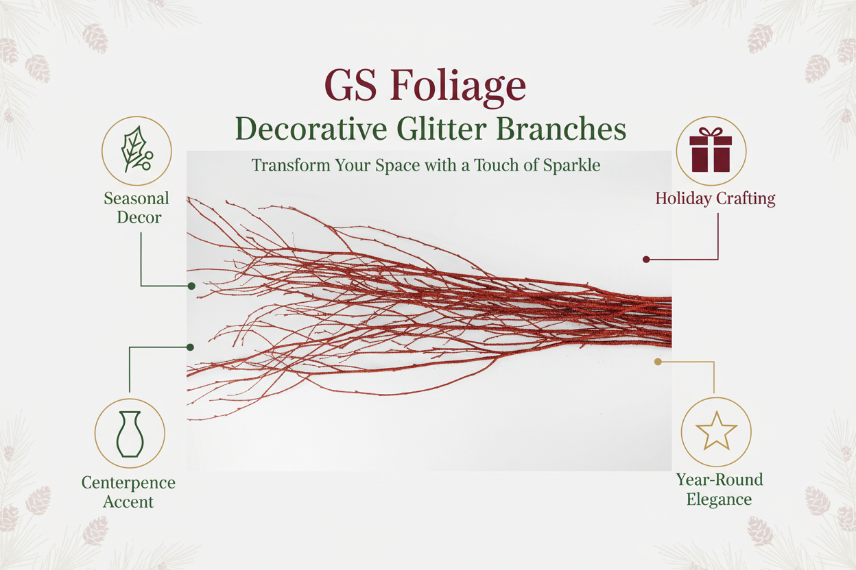 Red Glitter 4 Foot Birch Branches