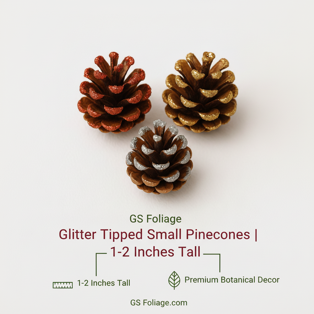 Silver Glitter Pinecones - 1-2"