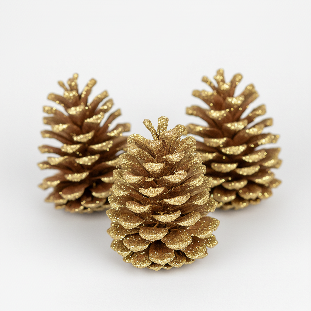 Silver Glitter Pinecones - 3-4"