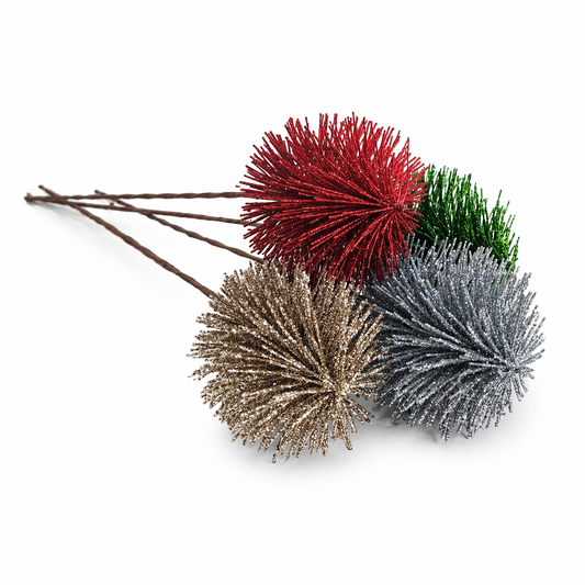 Decorative Glittered Bottle Brush Stems