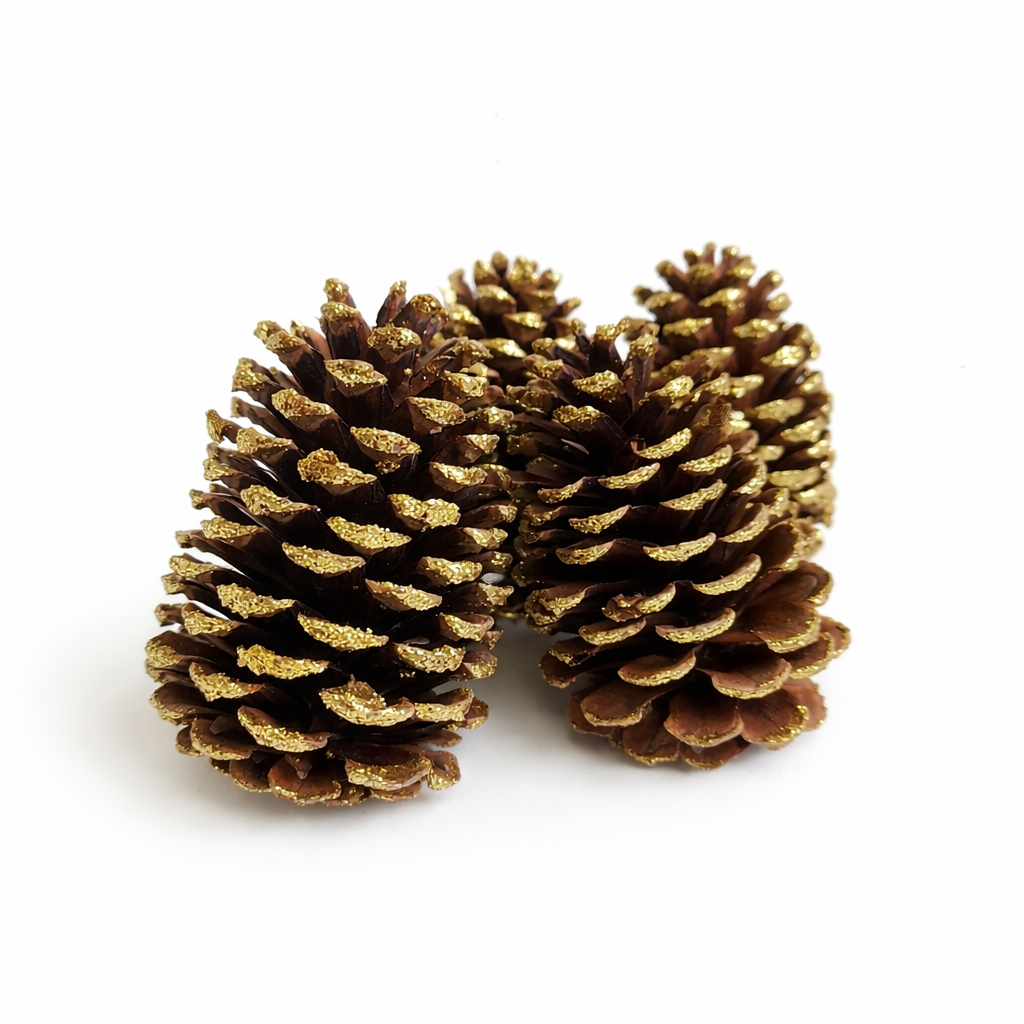 Gold Glitter Pinecones - 3-4"