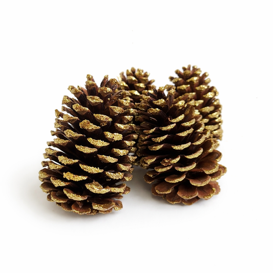 Gold Glitter Pinecones - 3-4"