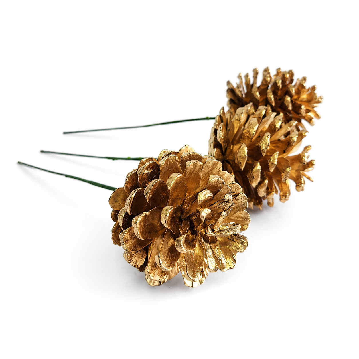 Metallic Gold Pinecone Pick - 6 Inch Stem (2-3")