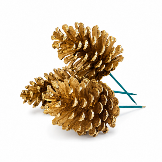 Metallic Gold Pinecone Pick - 6 Inch Stem (4-6")